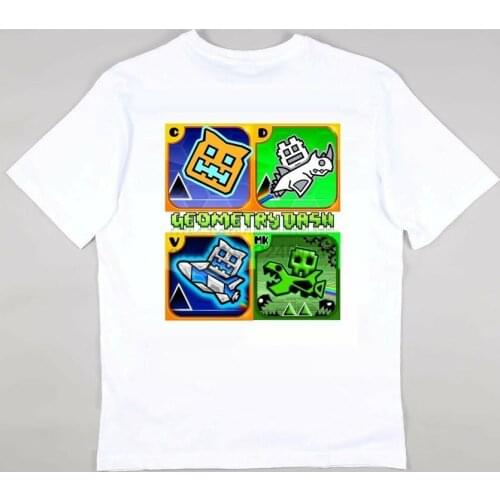 Geometry Dash Gaming Fans T-Shirt Girls Boys Tee - Personalised Free Age 5-15 Harajuku Funny Tee Shirt