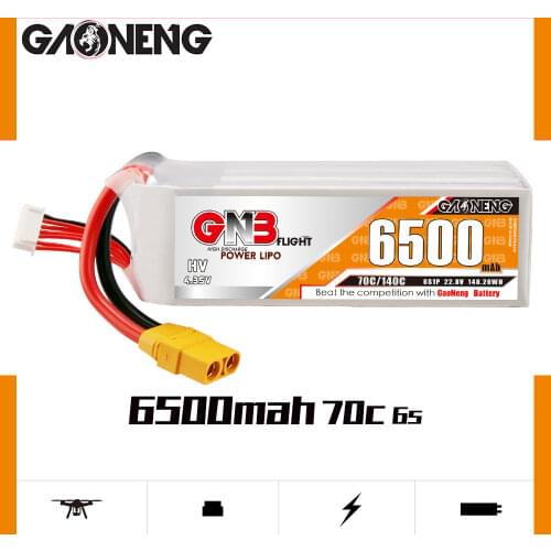 GAONENG GNB 6000mAh 6S 22.8V 100C/200C Light Weight HV Lipo Battery XT90S Plug for FPV Drone RC Helicopter Car Boat UAV RC Parts