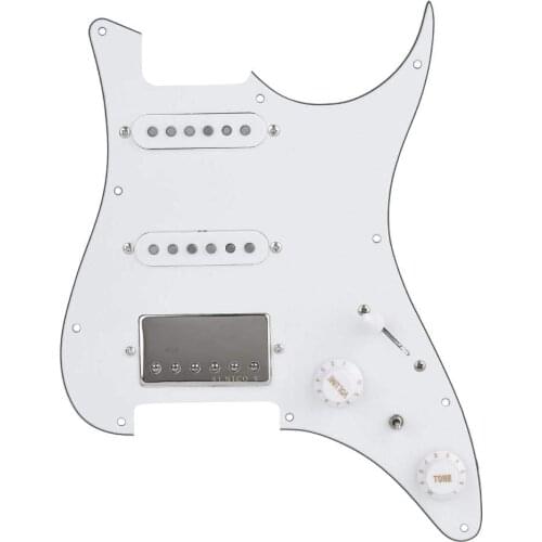 Guitar Pickups AlNiCo 5 Pickups Humbucker HSS Style Prewired Pickguard For Strat guitar- 3-ply White