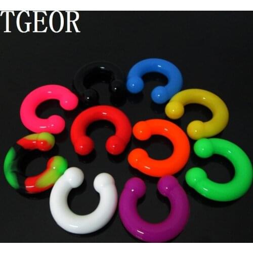 Hot Gauges 7pcs mixed 7 sizes colors circular silicone horseshoe piercing body jewelry free shipping