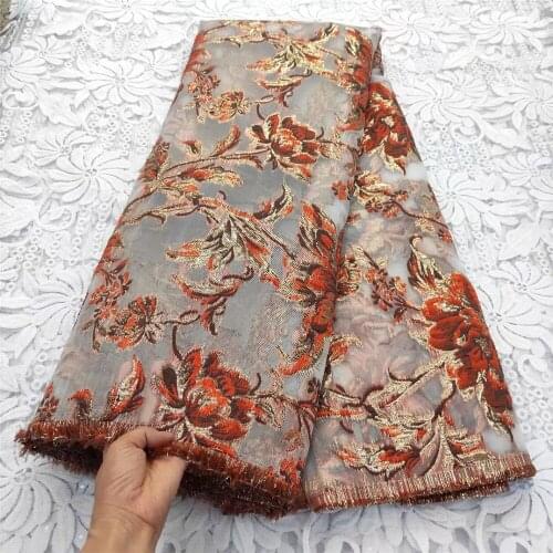 Guinea Brocade Jacquard Fabric Latest African Laces 2021 High Quality Embroidery Nigerian Brocade Fabric for Dress Hmd2010d