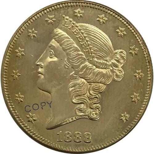 S 1887 United States 20 Twenty Dollars Liberty Head Double Eagle with motto Gold coin Brass Collectibles Copy Coin
