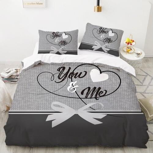Bedding set King Queen Euro Duvet cover set pillow case Bed linens Quilt cover 220x240 240x260 Bowknot LOVE