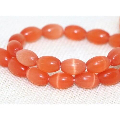 Cats eyes semi-precious orange rice opal stoine crystal 8*12mm wholesale retail loose beads high grade jewelry 14inch B1563