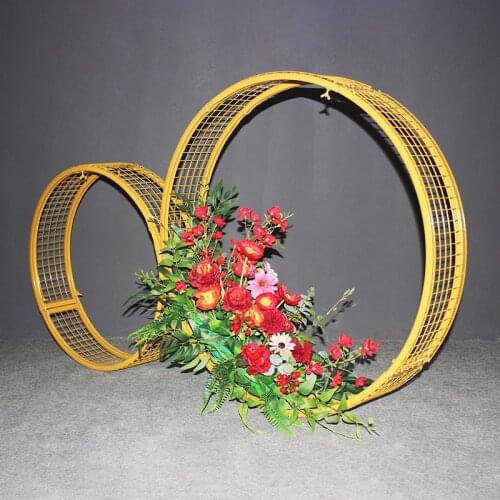 Creative Wedding Iron Props Grid Concentric Ring Silk Flower Road Lead Stage Layout Table Decoration Ring
