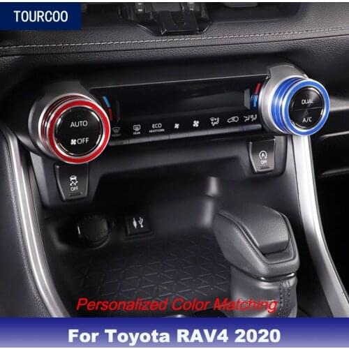 Air Conditioning Knob Cover Trim Sticker for Toyota RAV4 2020 Car Refitting Center Console Decor Accessories