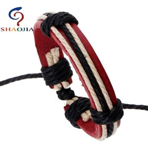 Hot Sales! New Fashion Leather Women Mens Bracelets Popular Bangles Handmade Weave Charm Red Black White Bracelet Pulseras