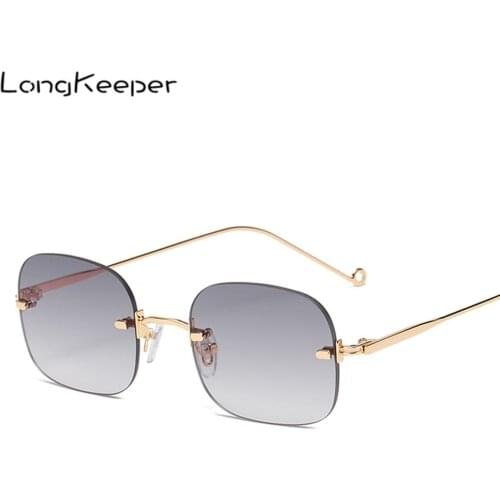 LongKeeper Fashion Square Rimless Sunglasses Women Frameless Gradient Sun Glasses Brand Designer Men Gafas Glasses UV400