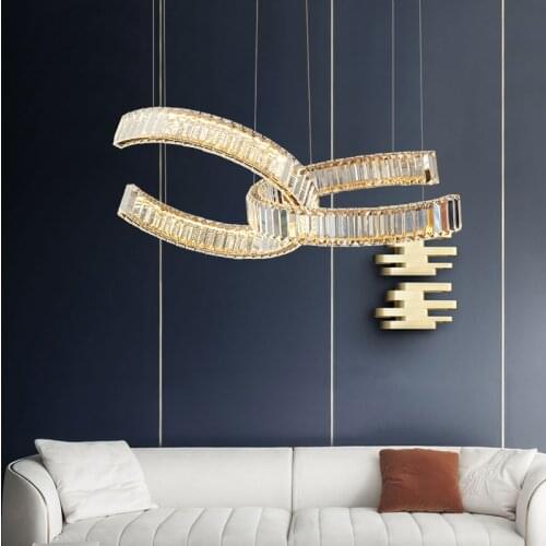 Double C Restaurant LED Chandelier Light Luxury Crystal Chandelier Minimalist Living Room Chandelier