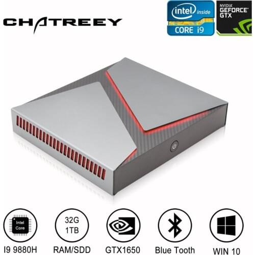 Chatreey Mini PC Intel i9 9880H 6 Cores with Nvidia GTX1650 4G Graphics Windows 10 Linux Gaming Desktop Computer SSD