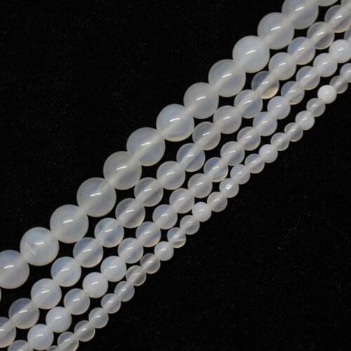Mini.order is $7!4,5,6,8mm Natural White Agates Round DIY Loose Beads 15"