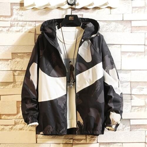 2021 Mens Casual Camouflage Jacket Fashion Trend Slim Handsome Spring and Autumn Casual Baseball Uniform Hoodie Zipper Shirt