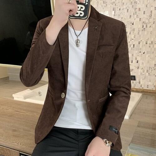 HOO 2021 Mens Autumn Solid Color Handsome blazer Youth Slim Casual blazers