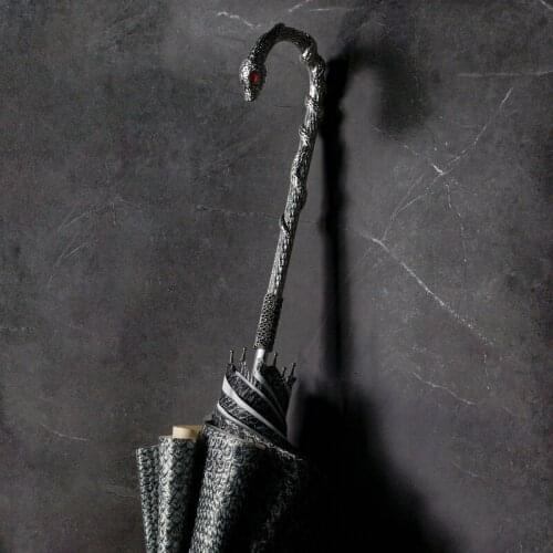 Mens Umbrella Long Handle Snake Pattern Retro Double Cloth Light Luxury Umbrella All Weather Customized Umbrella With Impact