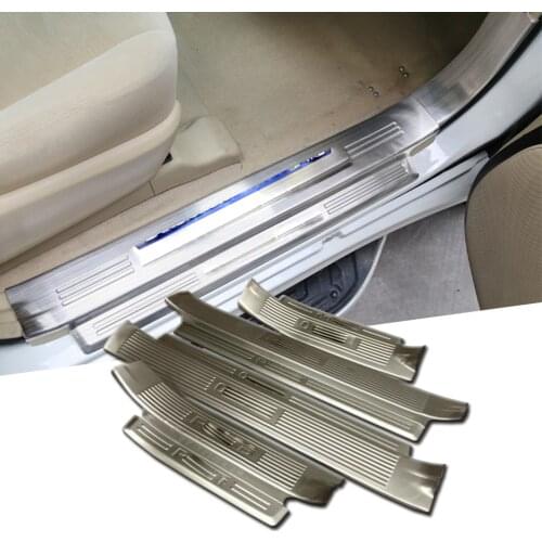 4 Pcs ABS Chrome Car Door Scuff Plate Trim Bulit-in Bulit-out Door Sills Guard Thresholds Pedal Cover For Toyota Prado FJ150