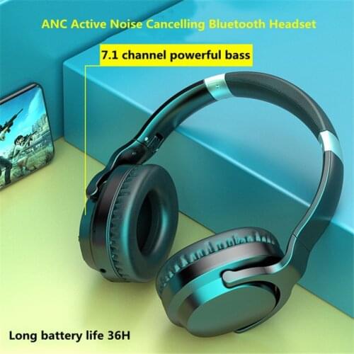 New head-mounted ANC active noise reduction Bluetooth 5.0 headset with mic 7.1-channel shocking heavy bass gaming headphones