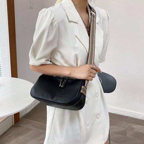 Solid Color Shoulder Bags 2021 Classical Simple Soft PU Leather Mini Crossbody Bags Casual Black Womens Bag Wide Shoulder Strap
