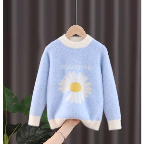 3-12 Year Flower Collar Woven Outfits For Knitted Autumn Winter Girls Warm Sweater Dress Top Female Child Clothes Clothing Kids