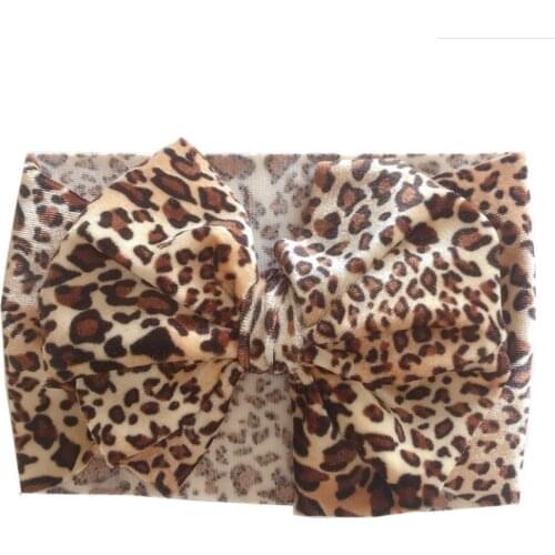 24pcs/Lot New Cute Large Velvet Bows Headbands Leopard Printed Tie Dye KnotBows Headband Newborn Baby Girls Kids Headband