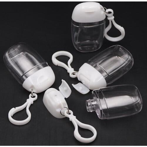 30ml Empty Hand Sanitizer Travel Small Size Holder Hook Keychain Carriers Flip Cap Reusable Portable Empty Bottles
