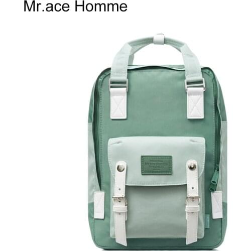 Mah Green Environmental Protection Fabric Backpack Women Laptop School Backpack For Girl College Bag Female Travel Bagback Boy