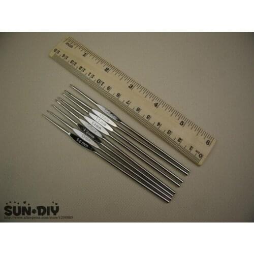 Free Shipping Nickel Steel crochet hook 12cm 8pcs a set, size 1.0-1.7mm crafts crochet for DIY knitting/needlework