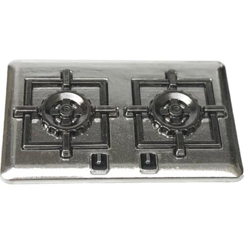 Vivid 1:12 Dollhouse Gas Stove Compact Decorative Metal Mini Miniature Kitchen Double Range for Decorating Pretend Play