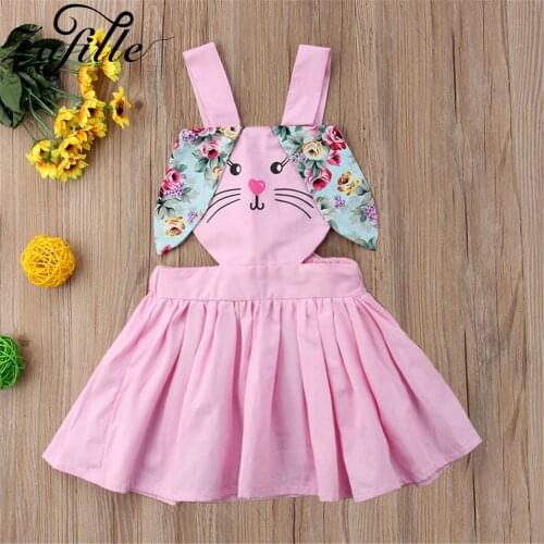 ZAFILLE Summer Toddler Girl Easter Outfit Rabbit Clothes Pink Party Dress For 1-6Y Kids Easter Dresses Girls 2021