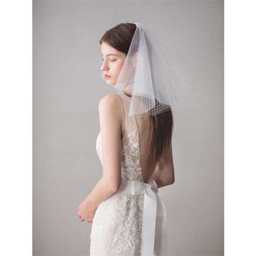 For Women Party Multilayer Design Headdress Handmade Wedding Engagement Jewelry Short Lace Hair Veil Bride Accessories