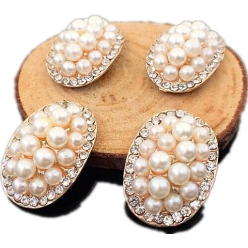 10 PCS 18*24mm Imitation Pearl With Rhinestone Handmade DIY Jewelry Brooch Bridal Headwear Making Accessories