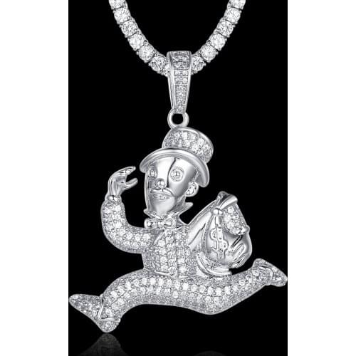 100% Micro Zircon Hip Hop Rich Mam Pendant Necklace For Men Jewelry Zircon Tennis Chain CZ Rapper Jewelry Party Factory Prices