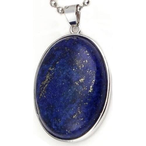 100-Unique Simple Style Silver Plated Oval Shape Pendant For Gift Lapis Lazuli Jewelry