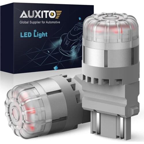 2Pcs AUXITO T25 3157 LED Red Yellow Amber 9 leds 3020 SMD 3156 P27W P27/7W LED Bulb for Car Lights Brake Stop Tail Auto Lamp