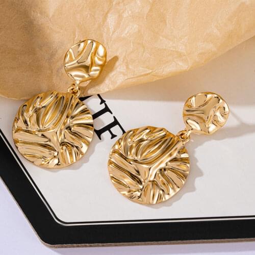 2021 Trendy New Gold Color Earrings For Women Multiple Trendy Round Geometric Drop Statement Earrings Fashion Party Jewelry Gift