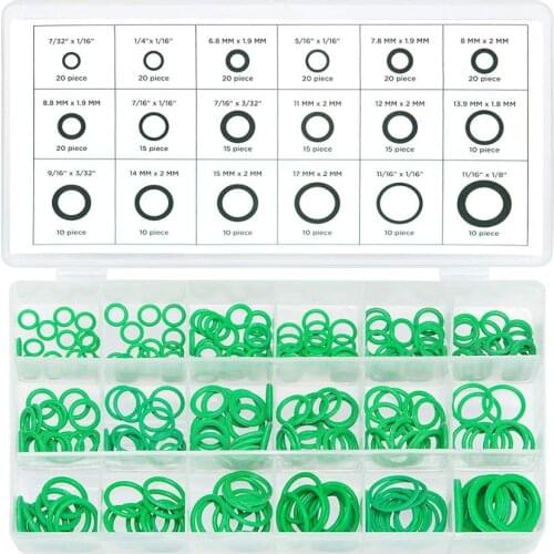 270 Piece O Rings Seal Gasket Washer Assortment Set Kit, Rubber O-Ring Grommets Heavy Duty Professional for A/C Automotive