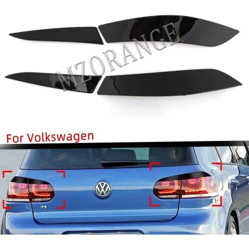 4Pcs Black Auto Rear Tail Light Lamp Eyelid Trim Cover for VW Golf 6 MK6 GTI R 2008-2013 Tail Lamp Trim Cover for Volkswagen
