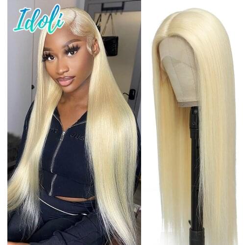 613 Lace Frontal wig Straight Blonde Lace Front Wig Human Hair 13x6 HD Transparent Lace Frontal Wigs For Woman 8"-30" Idoli Hair
