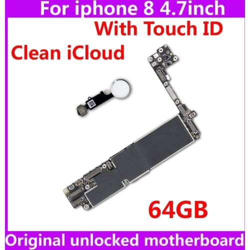 64GB unlocked mainboard For iphone 8 Clean iCloud IOS system logic board Original motherboard with / NO touch ID For Apple A11