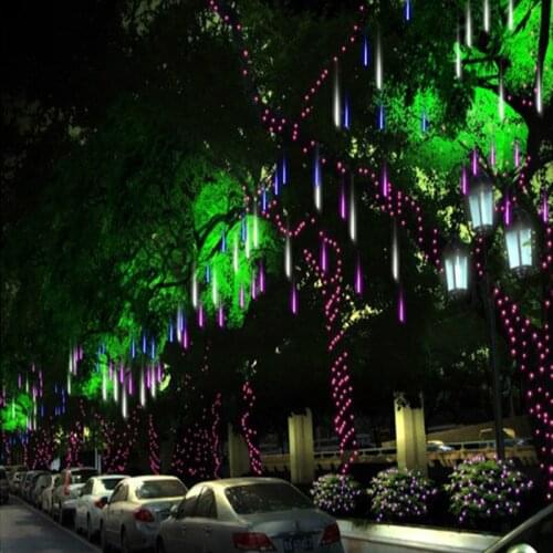 8pcs/Set street holiday 30CM 50CM Meteor Shower Rain Tubes AC220V Christmas String Light Wedding Party Holiday Tree Decor