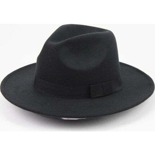 Acrylic Solid Bow Brimmed Hat Travel Cap Fedoras Jazz Hat Panama Hats for Women and Girl 01