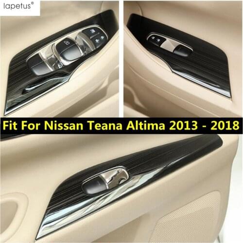 Lapetus Accessories For Nissan Teana Altima 2013 - 2018 Inner Door Armrest Window Lift Button Cover Kit Trim Black Brushes Style