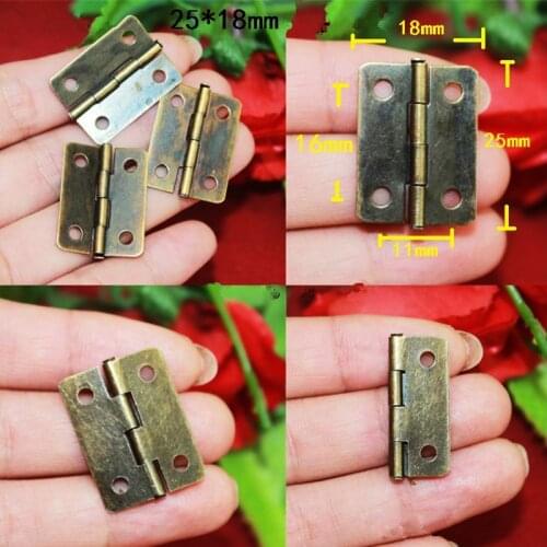 Antique Bronze Tone 4 Holes Cabinet Wooden Wine Box Door Hinge 25*18mm,50Pcs