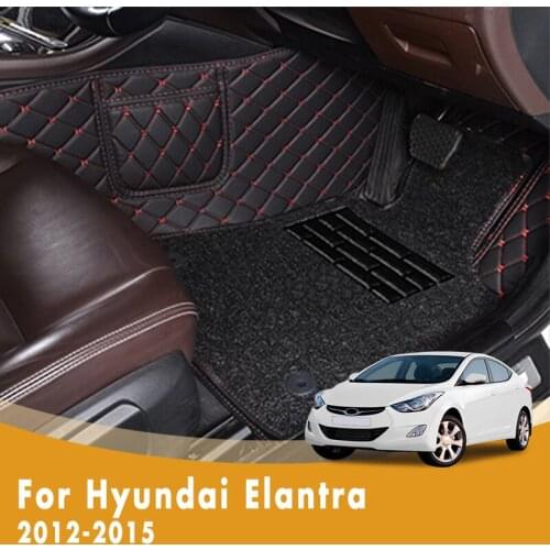 RHD Car Floor Mats For Hyundai Elantra 2015 2014 2013 2012 Double Layer Wire Loop Custom Foot Pads Car Accessories Carpets Cover