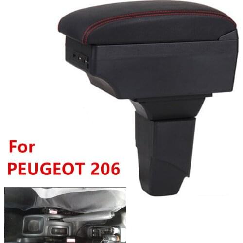 Car Armrest For Peugeot 206 206+ 207 Compact 2009-2012 Centre Arm Rest PU Leather Center Console Storage Box Tray Cup Holder