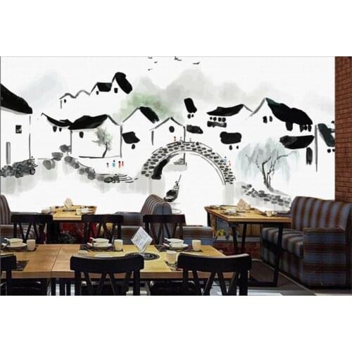 Bacal Hand Water painting in Jiangnan Water Village Chinese Backdrop 3D Wallpaper mural Custom any size 3D photo wall paper