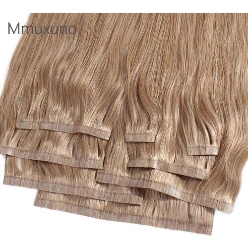 Human hair no trace Pu clip hair soft straight hair 3 colors