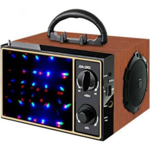 Wood Wireless Bluetooth Speaker with Mirror Display Coloful Light Home Outdoor TF Card USB AUX Portable Subwoofer