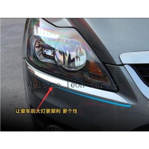 For Ford Focus 2 2009 2010 2011 ABS Chrome Front Headlight eyebrows Trim cover Head Lights Decoration Headlight Protector 2pcs