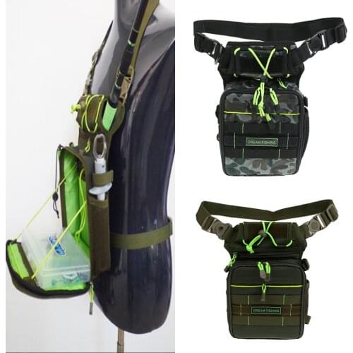Lightweight Fishing Tackle Storage Bag, Hiking Camping Shoulder Waist Sling Leg Bag with Tackle Box