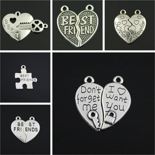 Malzahar Mother And Daughter Heart Puzzle Charms diy jewelry bracelet charms for jewelry making kit accessories